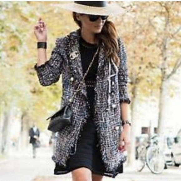 Zara * tweed textured long blazer size XS - Picture 9 of 16